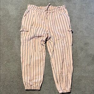 LOFT Peach and Black Striped Pants